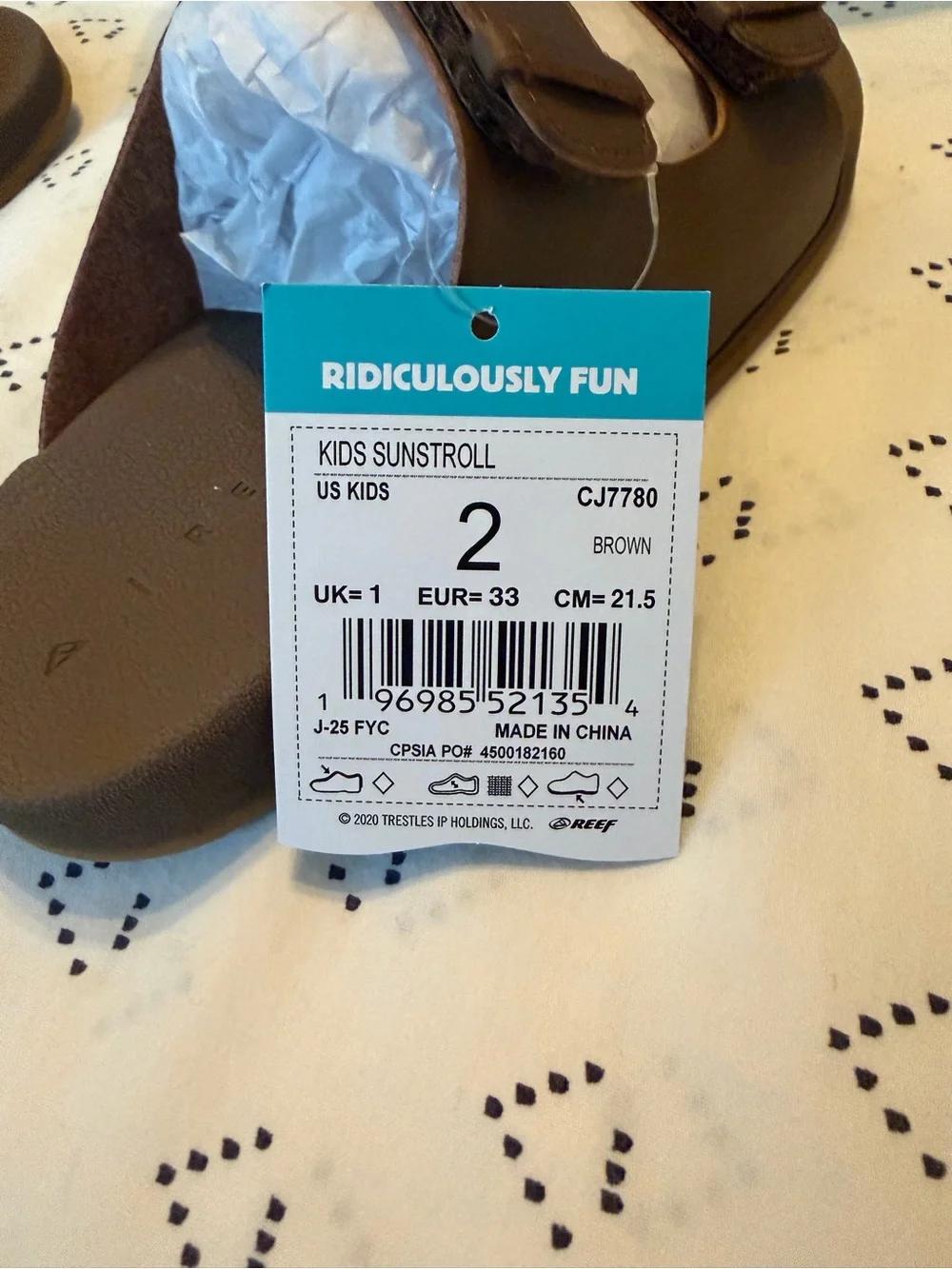 Reef Kids Brown Double-Strap Slide Sandals